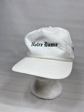 RARE VTG Notre Dame Fighting Irish Golf White Rope Strapback Cap Hat Head To Toe